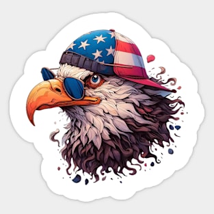 USA Bald Eagle Illustration Sticker